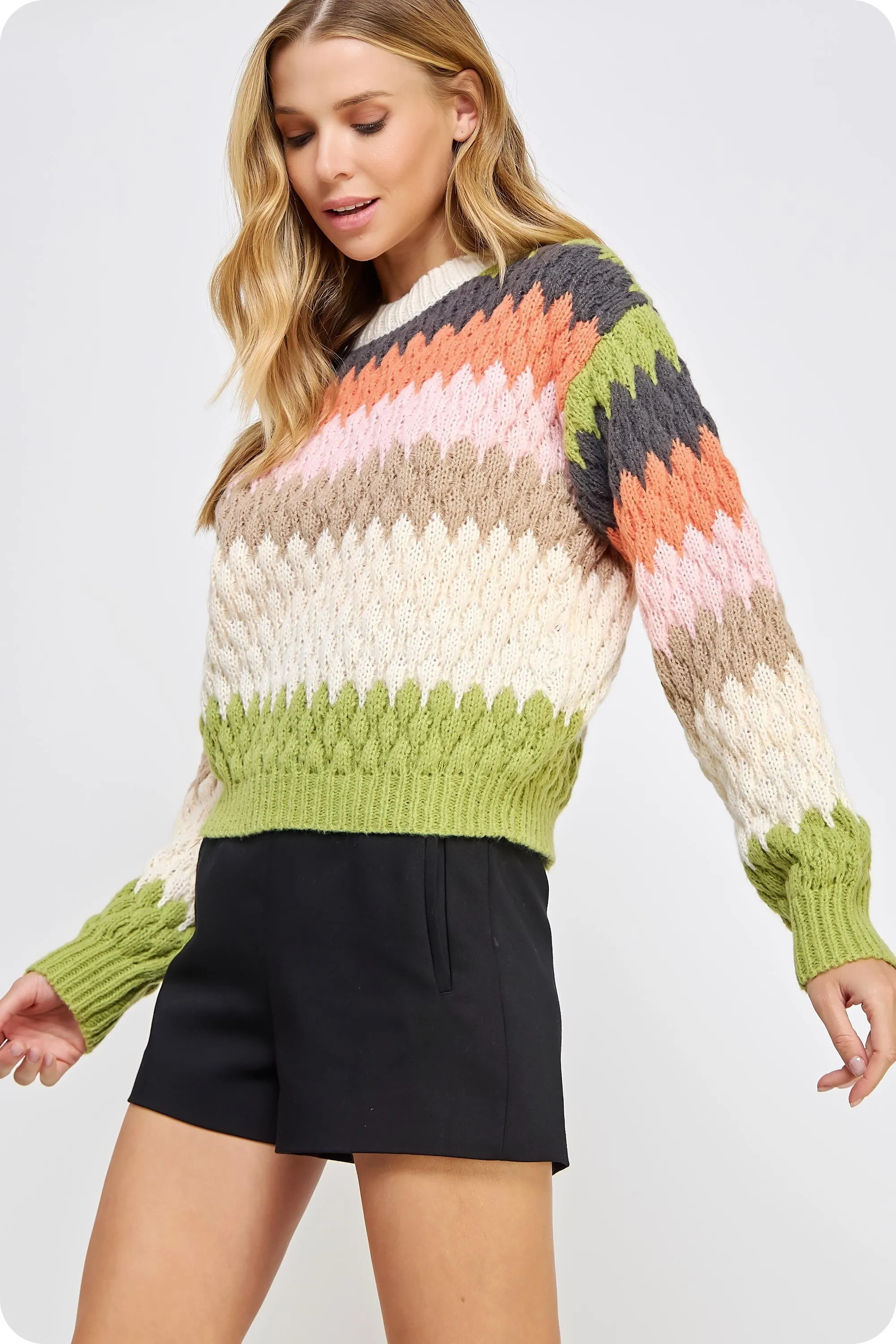 Vibrant Vibes Color Block Sweater