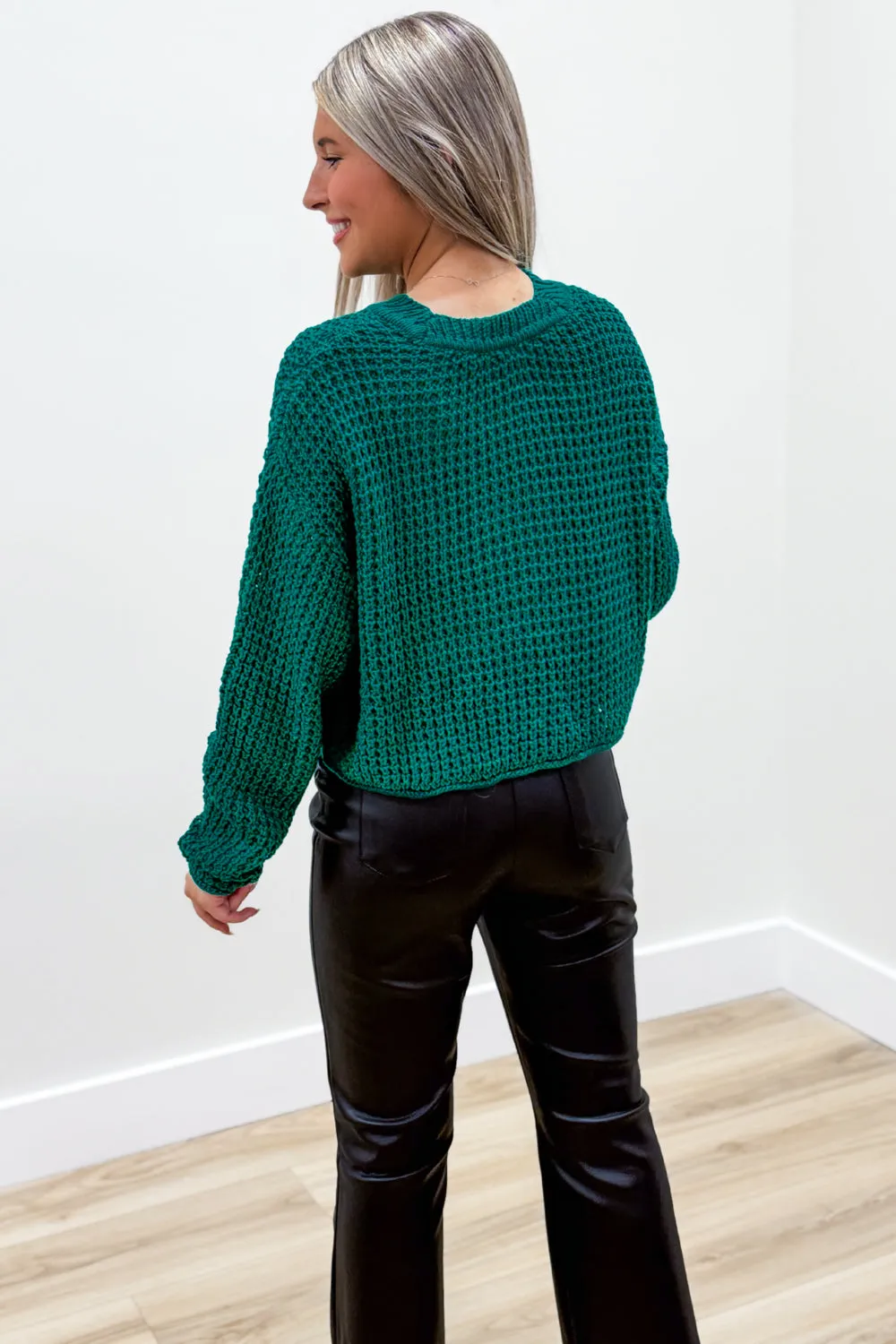 Winter Lover Cropped Sweater - Green