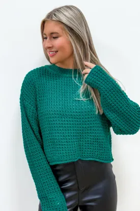 Winter Lover Cropped Sweater - Green