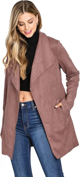 Women's Faux Suede Wrap Trench Coat