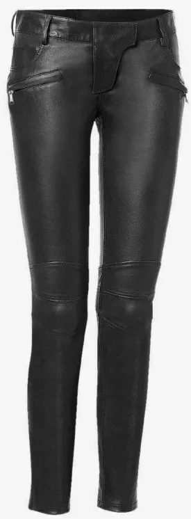 Women's Skinny Stylish Black Pant Women's Leather Pants Genuine Cowhide