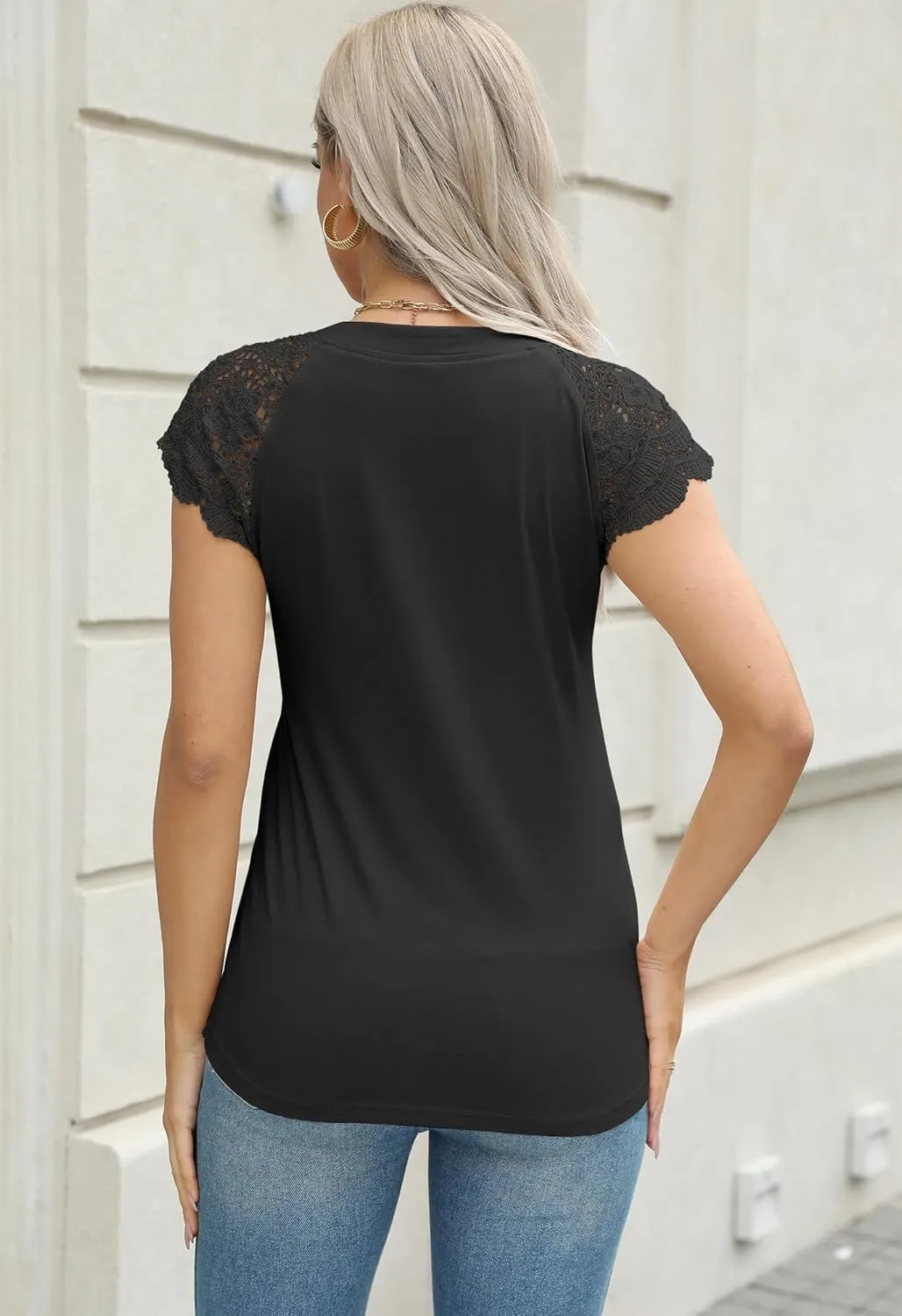 Women's Tank Tops Lace Cap Sleeve Button Down V Neck Summer Casual Loose Fit 2025 Trendy Cute Sleeveless Shirts Blouse