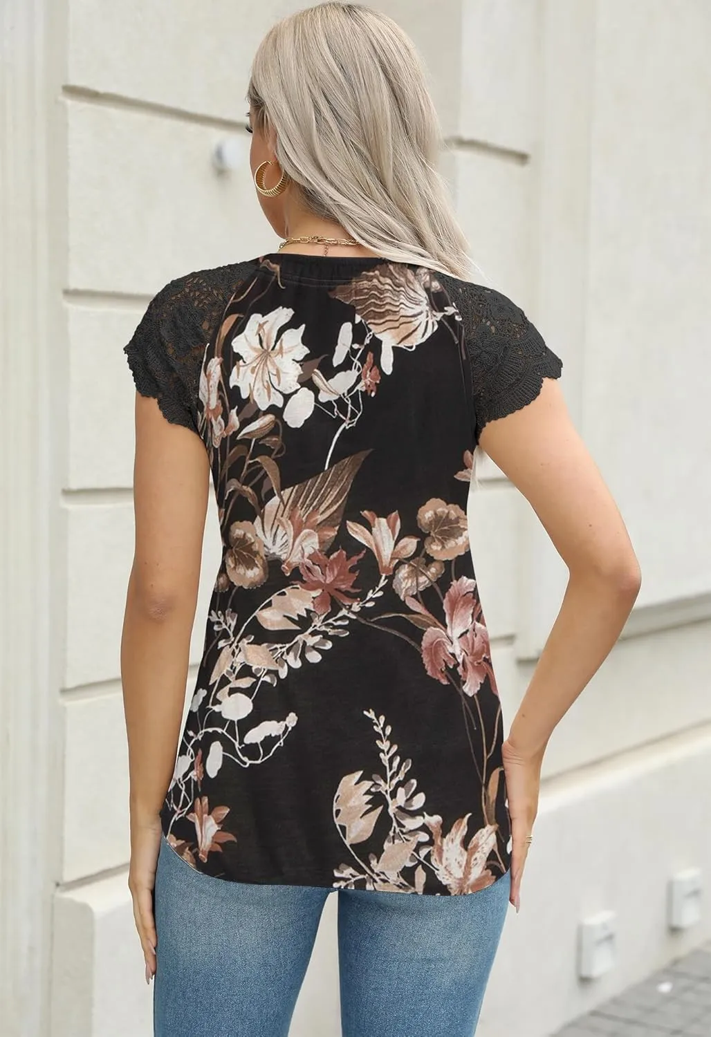 Women's Tank Tops Lace Cap Sleeve Button Down V Neck Summer Casual Loose Fit 2025 Trendy Cute Sleeveless Shirts Blouse